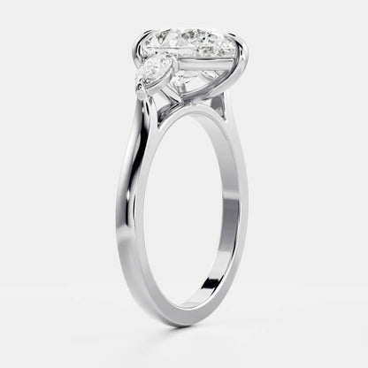 2 CT Pear: Three Stone Lab Grown Diamond Engagement Ring