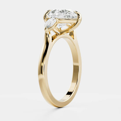 2 CT Pear: Three Stone Lab Grown Diamond Engagement Ring