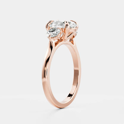1 CT Oval: Three Stone Lab Grown Diamond