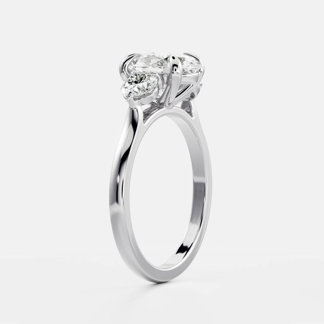 1 CT Oval: Three Stone Lab Grown Diamond