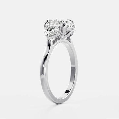 1 CT Oval: Three Stone Lab Grown Diamond