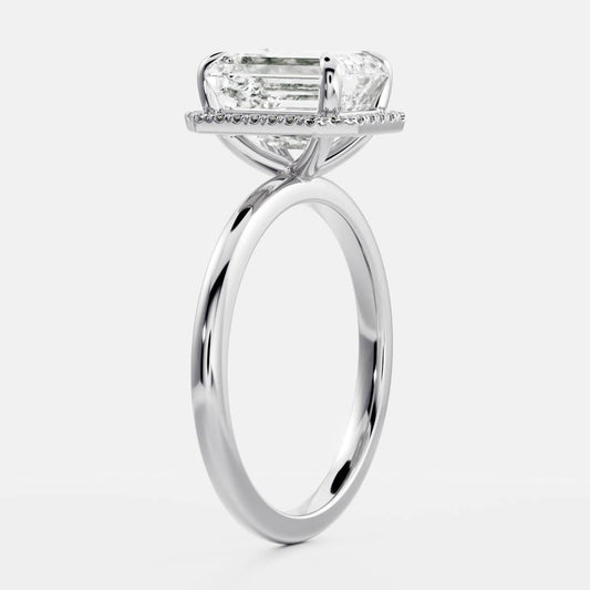 Emerald: Halo Lab Grown Diamond Engagement Ring