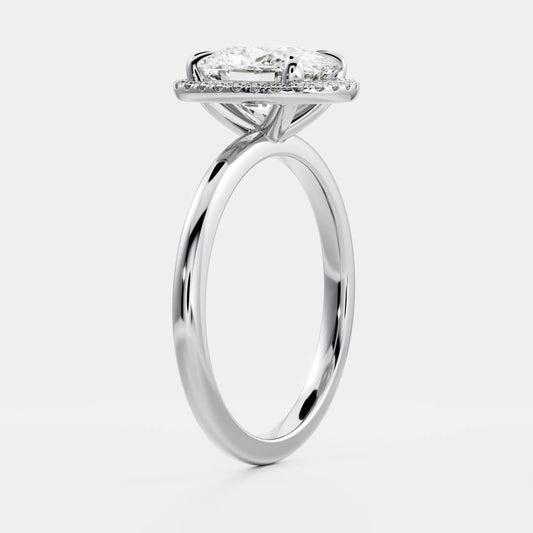 Elongated Cushion: Halo Lab Grown Diamond Engagement Ring