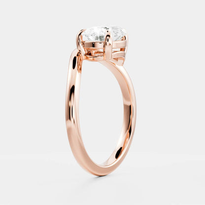 2 CT Pear: Wavy Solitaire Lab Grown Diamond Engagement Ring