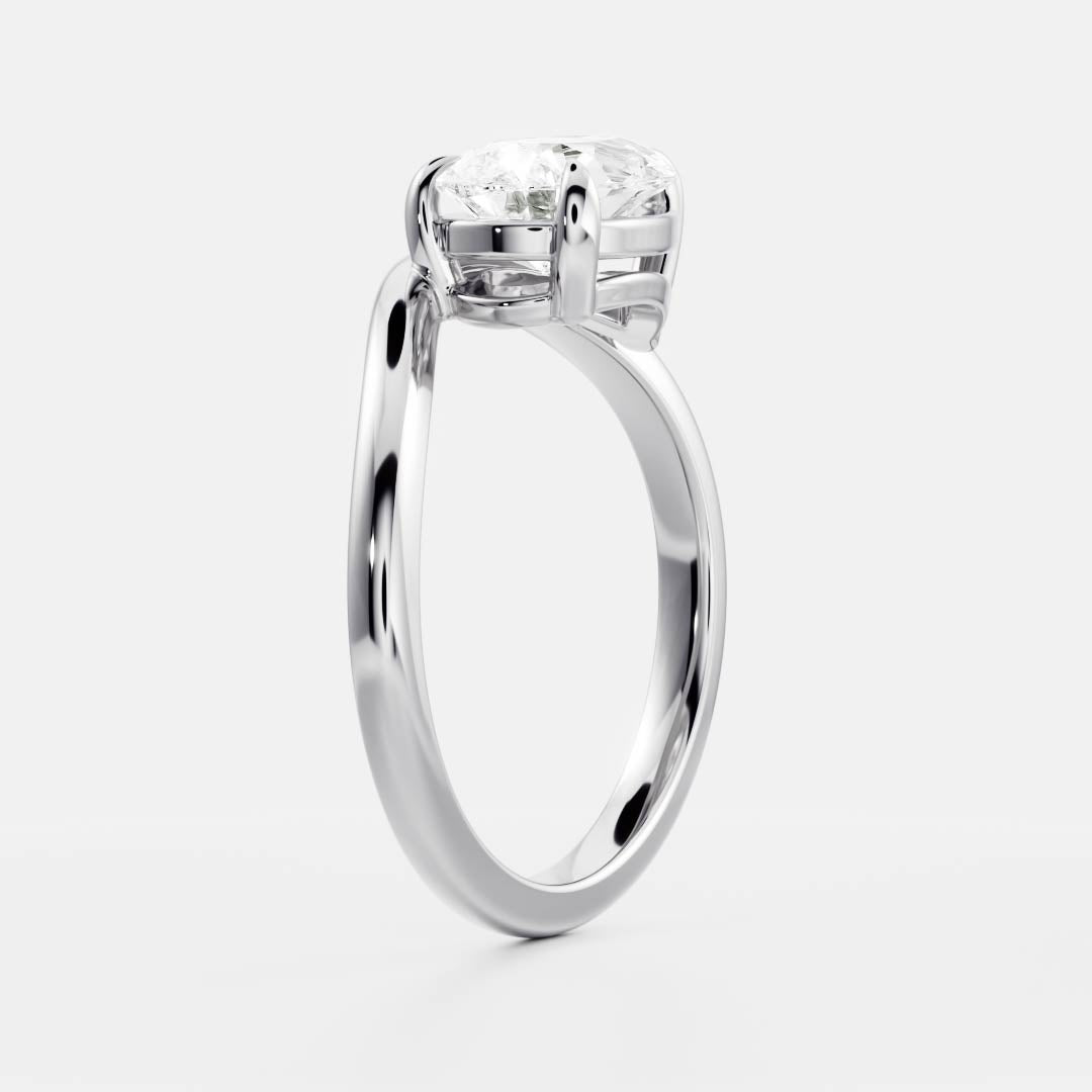 2 CT Pear: Wavy Solitaire Lab Grown Diamond Engagement Ring