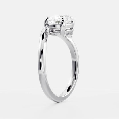 2 CT Pear: Wavy Solitaire Lab Grown Diamond Engagement Ring