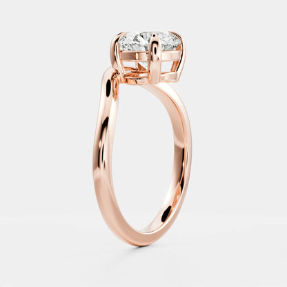 1 CT Round: Wavy Solitaire Lab Grown Diamond Engagement Ring