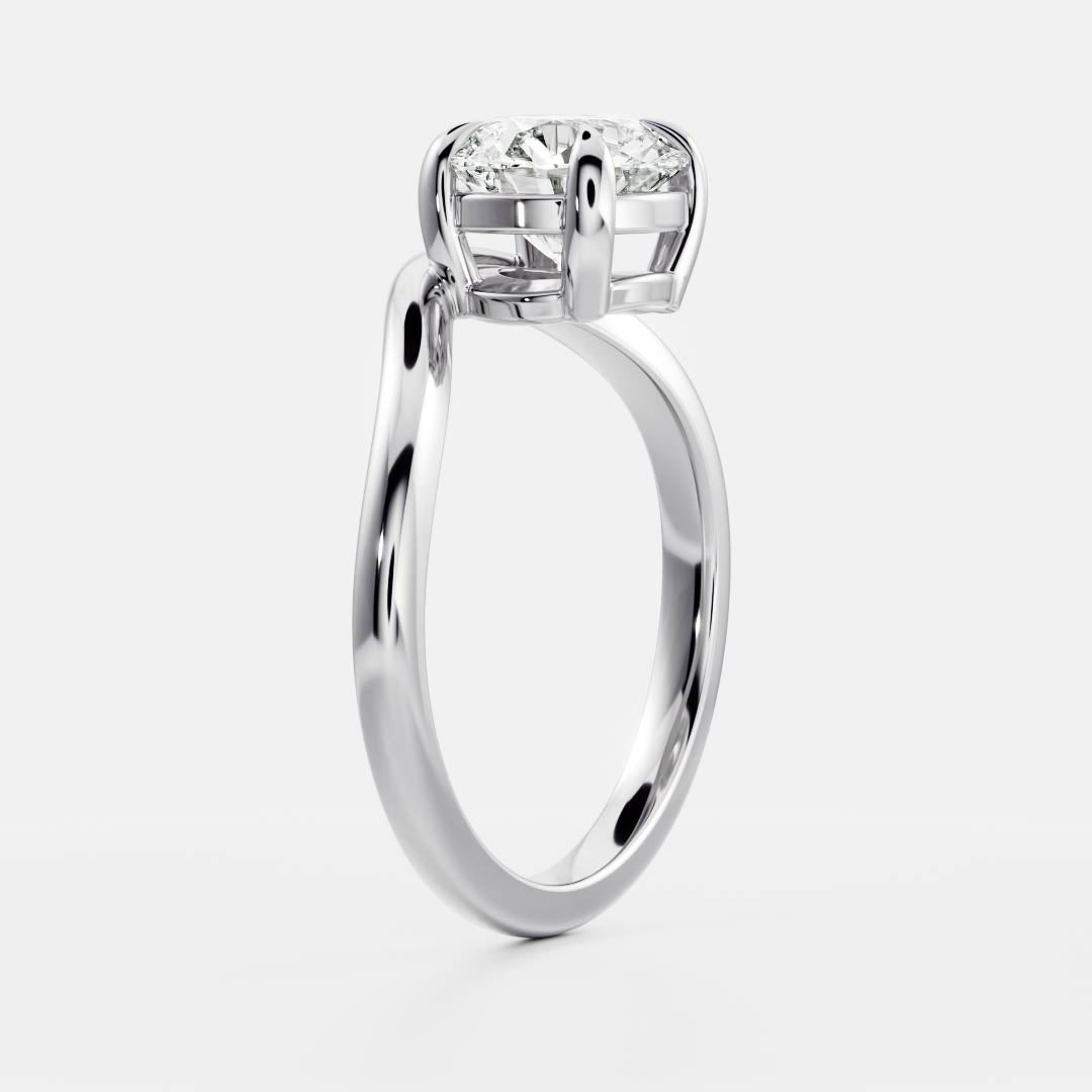 1 CT Round: Wavy Solitaire Lab Grown Diamond Engagement Ring