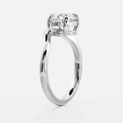 1 CT Round: Wavy Solitaire Lab Grown Diamond Engagement Ring