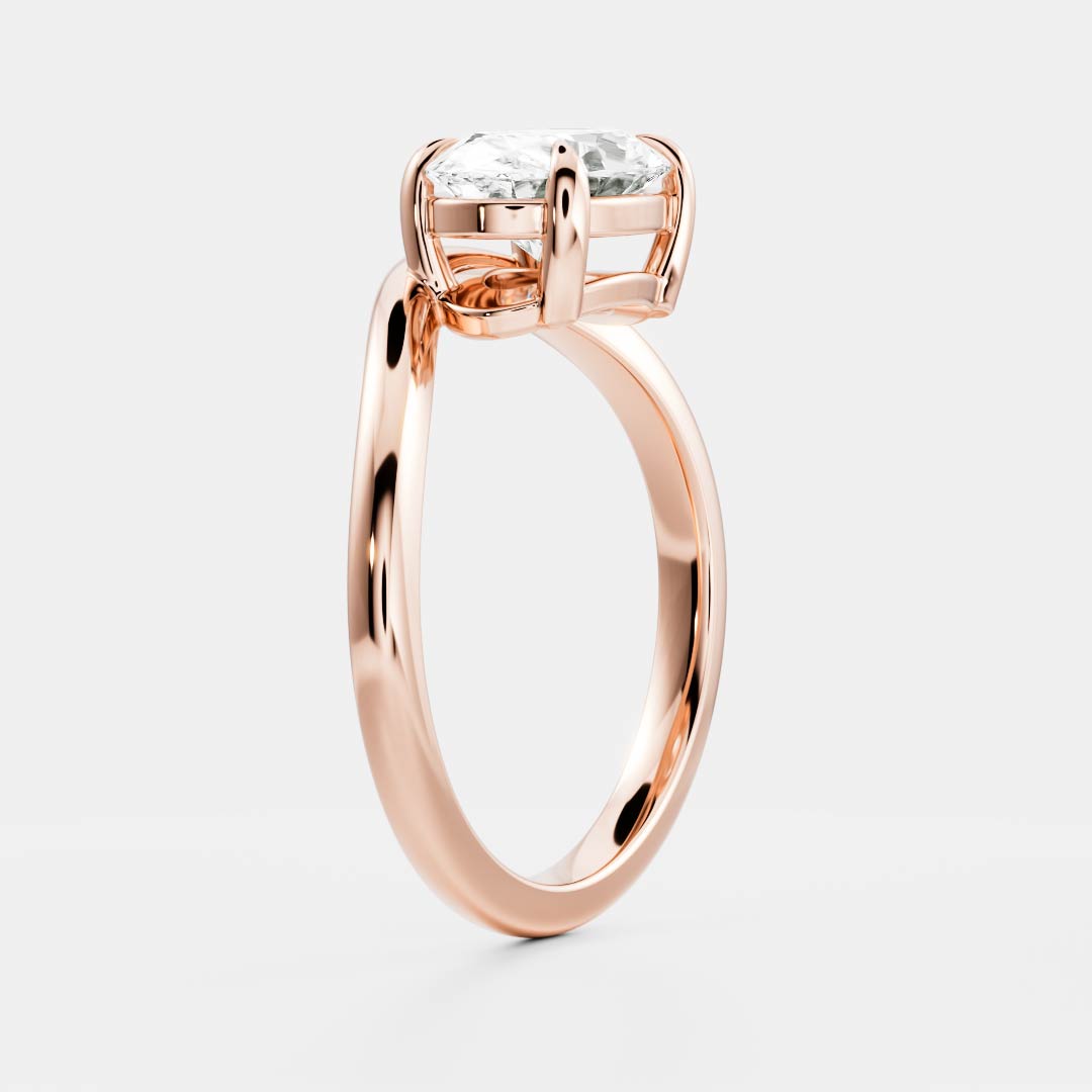 1.5 CT Oval: Wavy Solitaire Lab Grown Diamond Engagement Ring