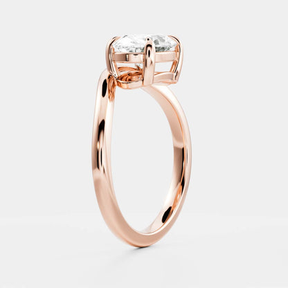 1.5 CT Oval: Wavy Solitaire Lab Grown Diamond Engagement Ring