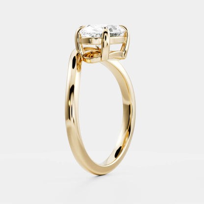 1.5 CT Oval: Wavy Solitaire Lab Grown Diamond Engagement Ring