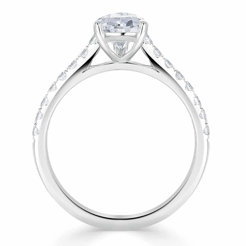 1.33 CT Pear Cut Solitaire Pave Setting Moissanite Engagement Ring