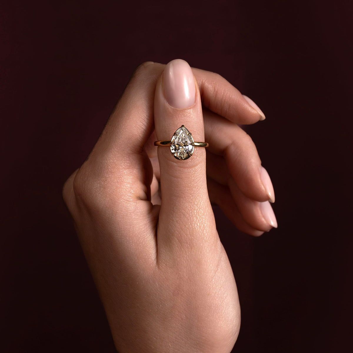 2 CT Pear: Pronged Bezel Lab Grown Diamond Engagement Ring