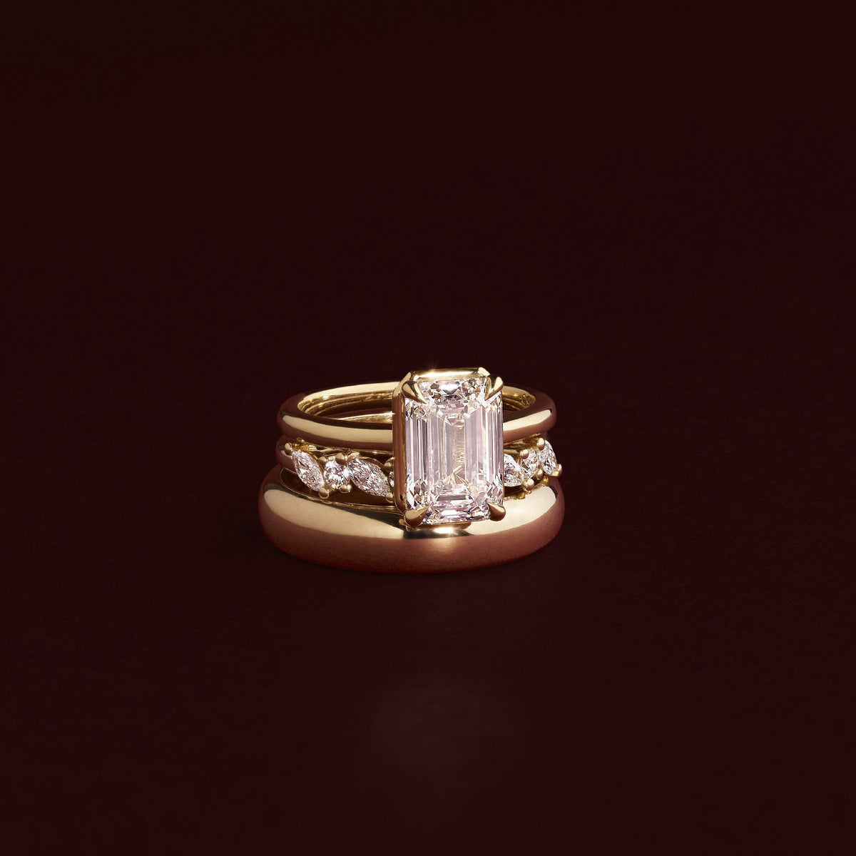 2.5 CT Emerald: Pronged Bezel Lab Grown Diamond Engagement Ring