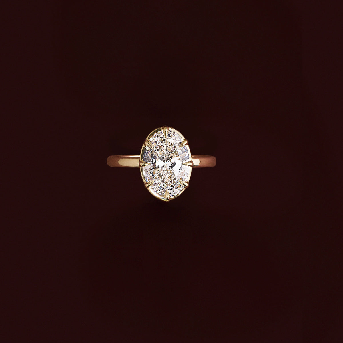 2.5 CT Oval: Pronged Bezel Lab Grown Diamond Engagement Ring