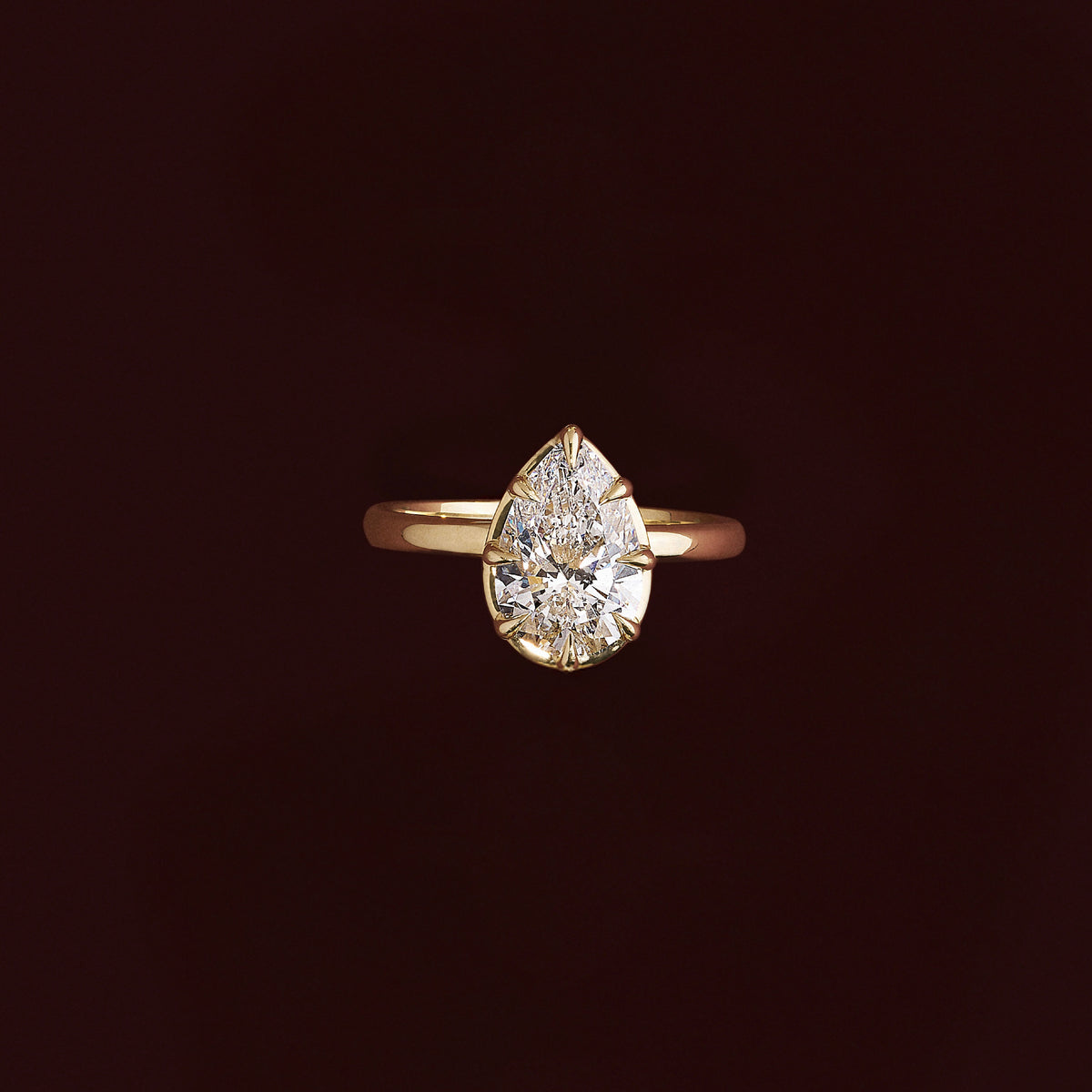 2 CT Pear: Pronged Bezel Lab Grown Diamond Engagement Ring