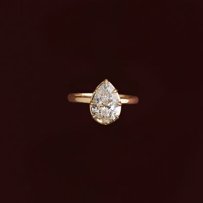 2 CT Pear: Pronged Bezel Lab Grown Diamond Engagement Ring