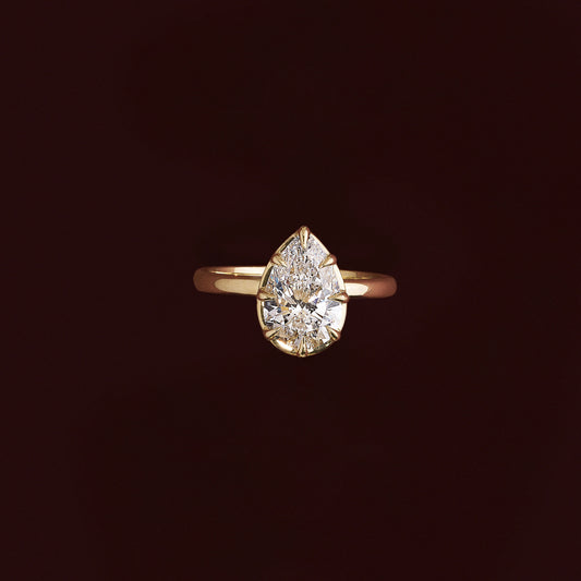 2 CT Pear: Pronged Bezel Lab Grown Diamond Engagement Ring