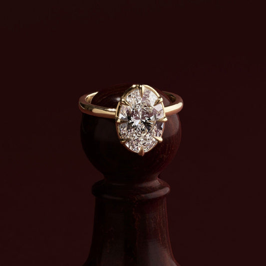 2.5 CT Oval: Pronged Bezel Lab Grown Diamond Engagement Ring
