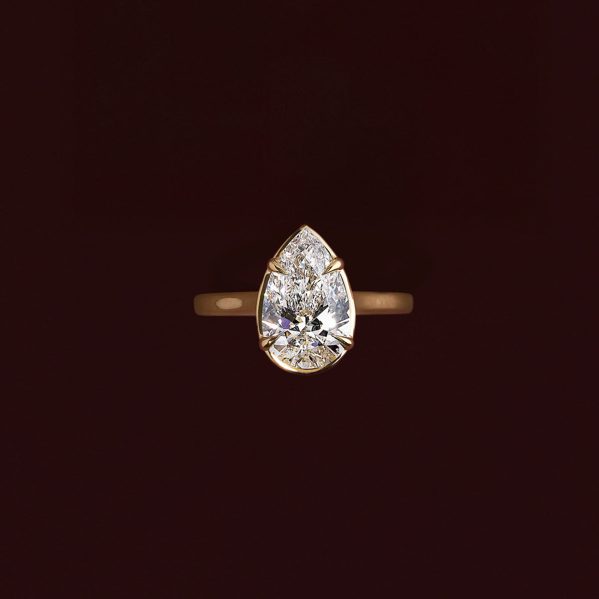 2.5 CT Pear: Pronged Bezel Lab Grown Diamond Engagement Ring
