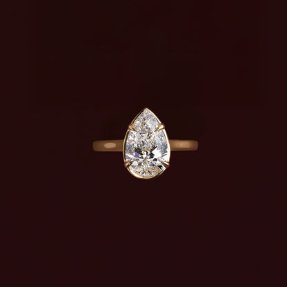 2.5 CT Pear: Pronged Bezel Lab Grown Diamond Engagement Ring