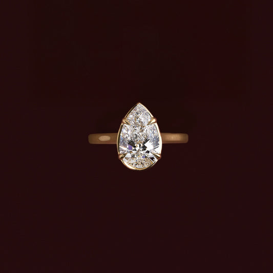 2.5 CT Pear: Pronged Bezel Lab Grown Diamond Engagement Ring