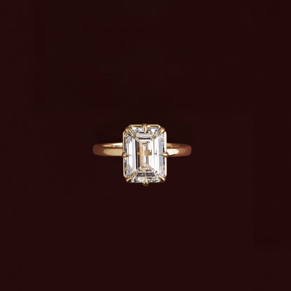 2.5 CT Emerald: Pronged Bezel Lab Grown Diamond