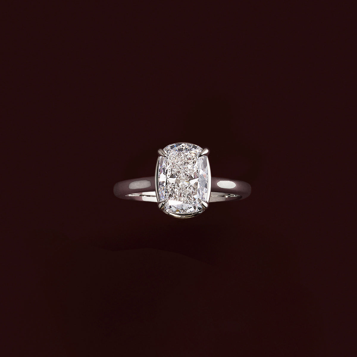 2.5 CT Elongated Cushion: Pronged Bezel Lab Grown Diamond