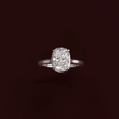 2.5 CT Elongated Cushion: Pronged Bezel Lab Grown Diamond