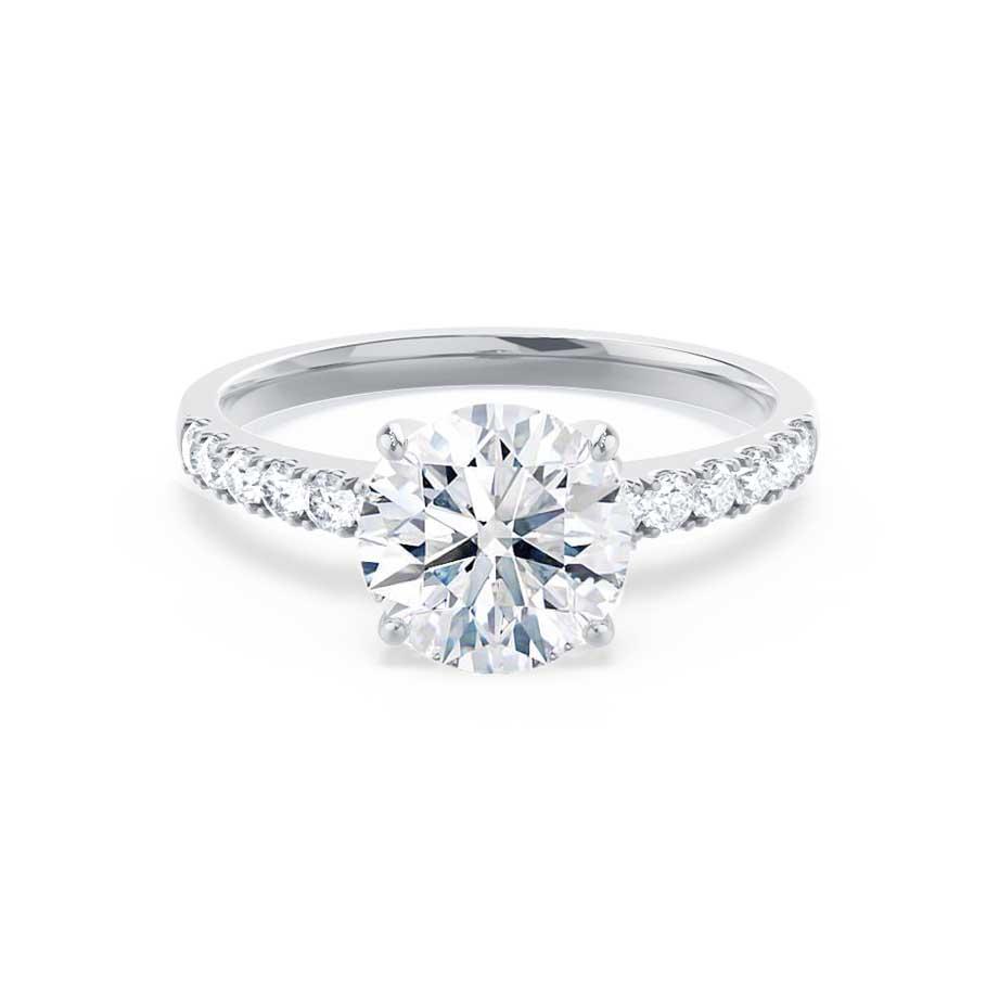 1.0 CT Round Shaped Moissanite Solitaire Pave Style Engagement Ring