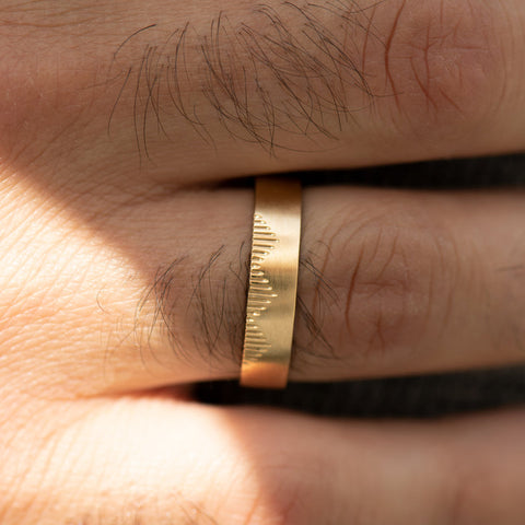 Classic Men's Wedding Band With Linear Mountains