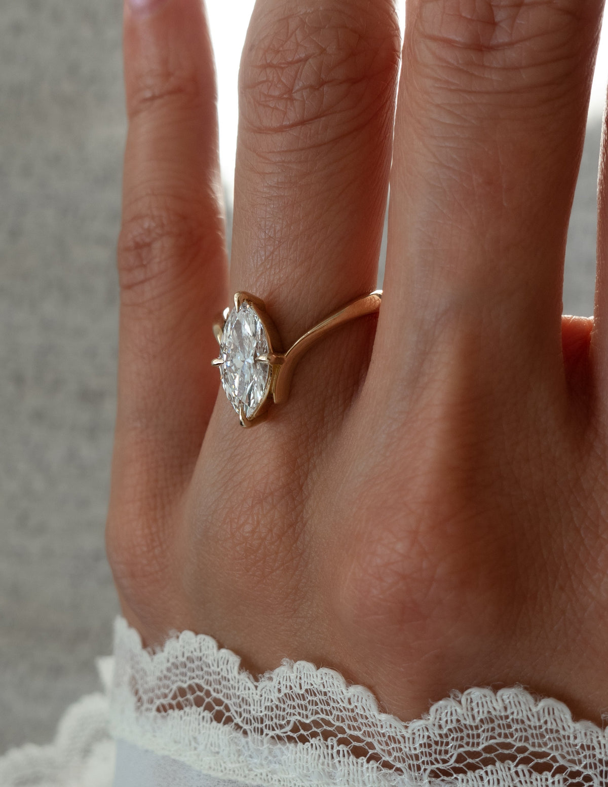 1.0 - 3.0 CT Marquise Shaped Lab Grown Diamond Soliatire Style Engagement Ring