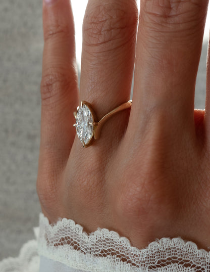 1.0 - 3.0 CT Marquise Shaped Lab Grown Diamond Soliatire Style Engagement Ring