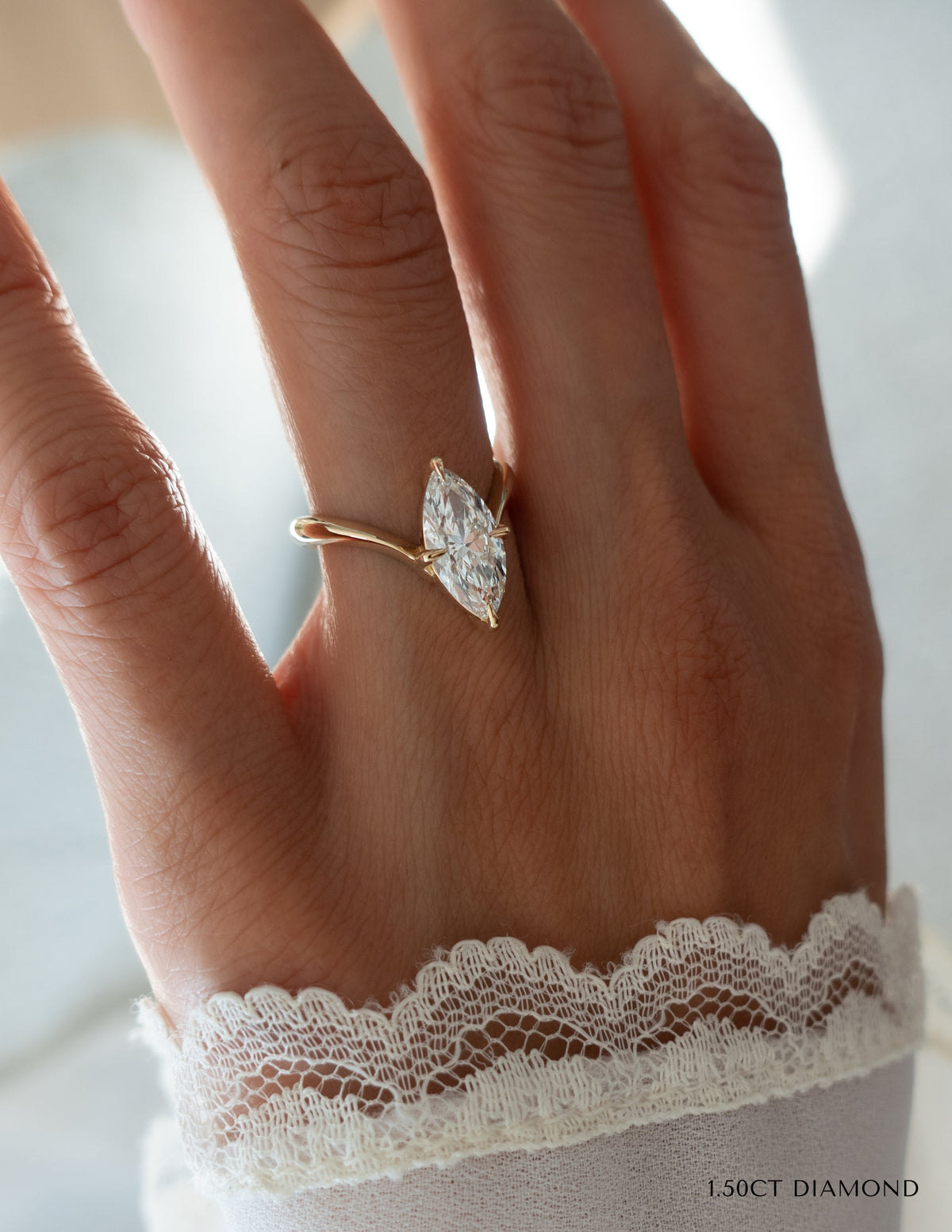 1.0 - 3.0 CT Marquise Shaped Lab Grown Diamond Soliatire Style Engagement Ring