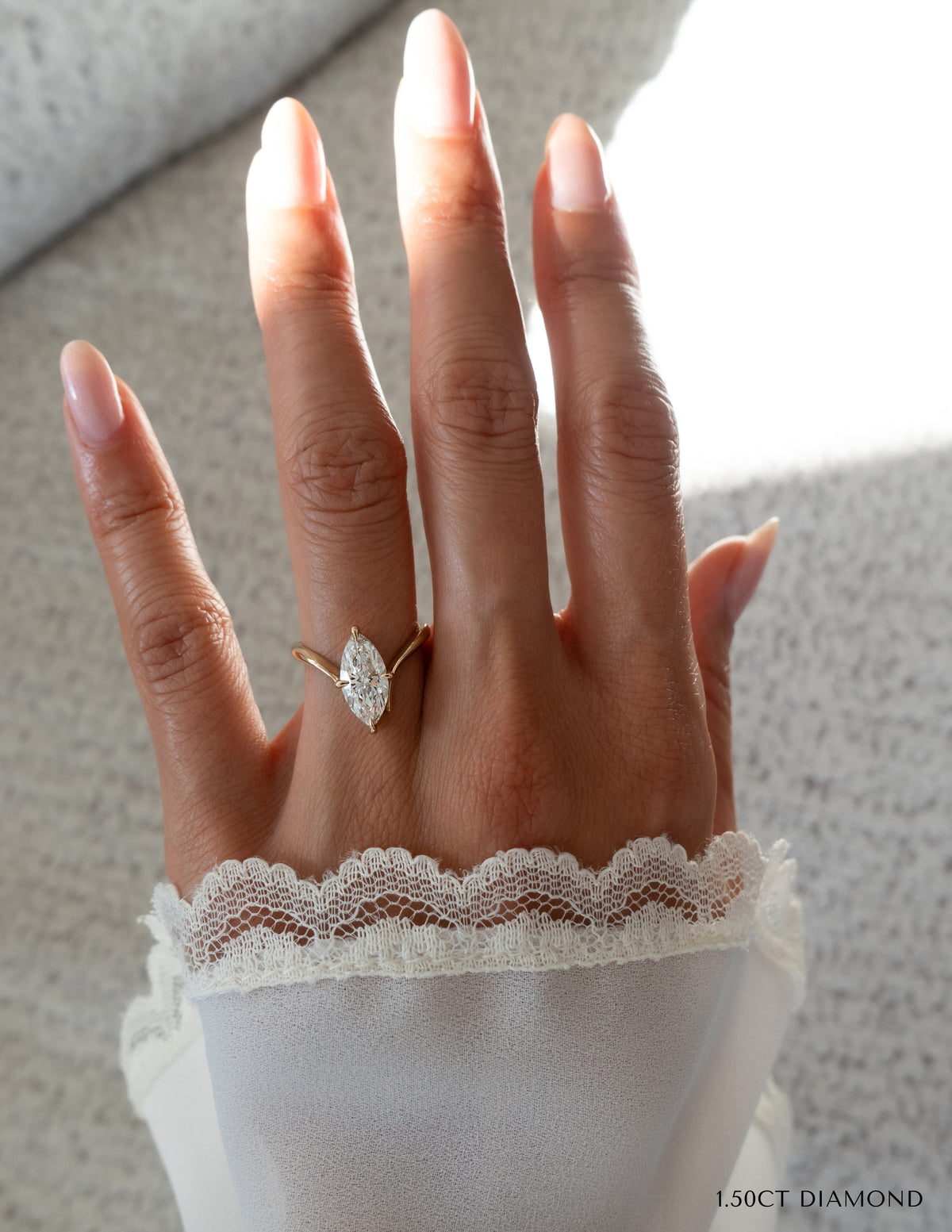 1.0 - 3.0 CT Marquise Shaped Lab Grown Diamond Soliatire Style Engagement Ring