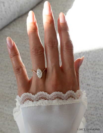 1.0 - 3.0 CT Marquise Shaped Lab Grown Diamond Soliatire Style Engagement Ring
