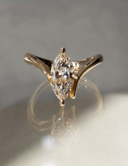 1.0 - 3.0 CT Marquise Shaped Lab Grown Diamond Soliatire Style Engagement Ring