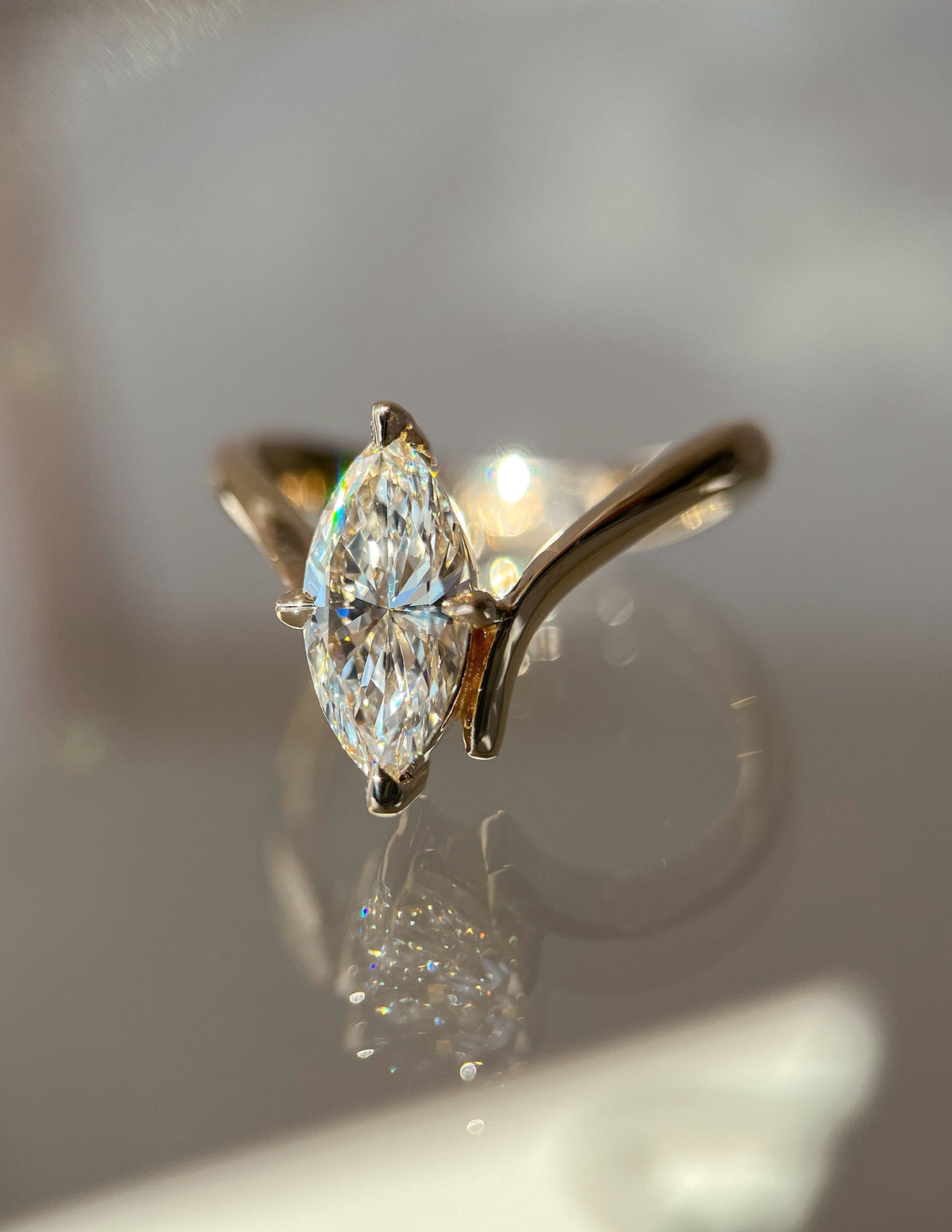 1.0 - 3.0 CT Marquise Shaped Lab Grown Diamond Soliatire Style Engagement Ring