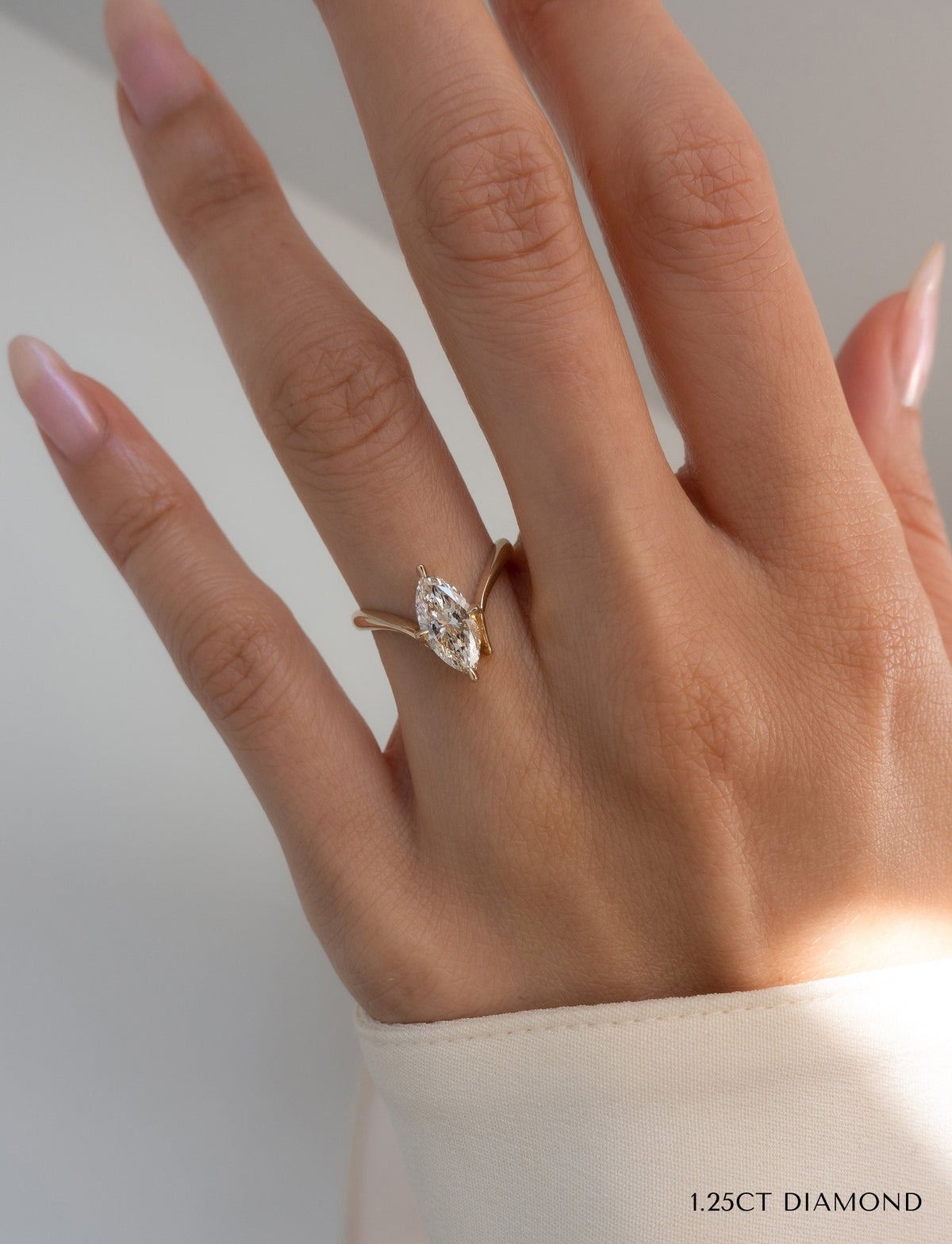1.0 - 3.0 CT Marquise Shaped Lab Grown Diamond Soliatire Style Engagement Ring