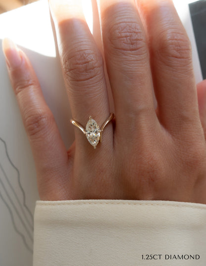 1.0 - 3.0 CT Marquise Shaped Lab Grown Diamond Soliatire Style Engagement Ring