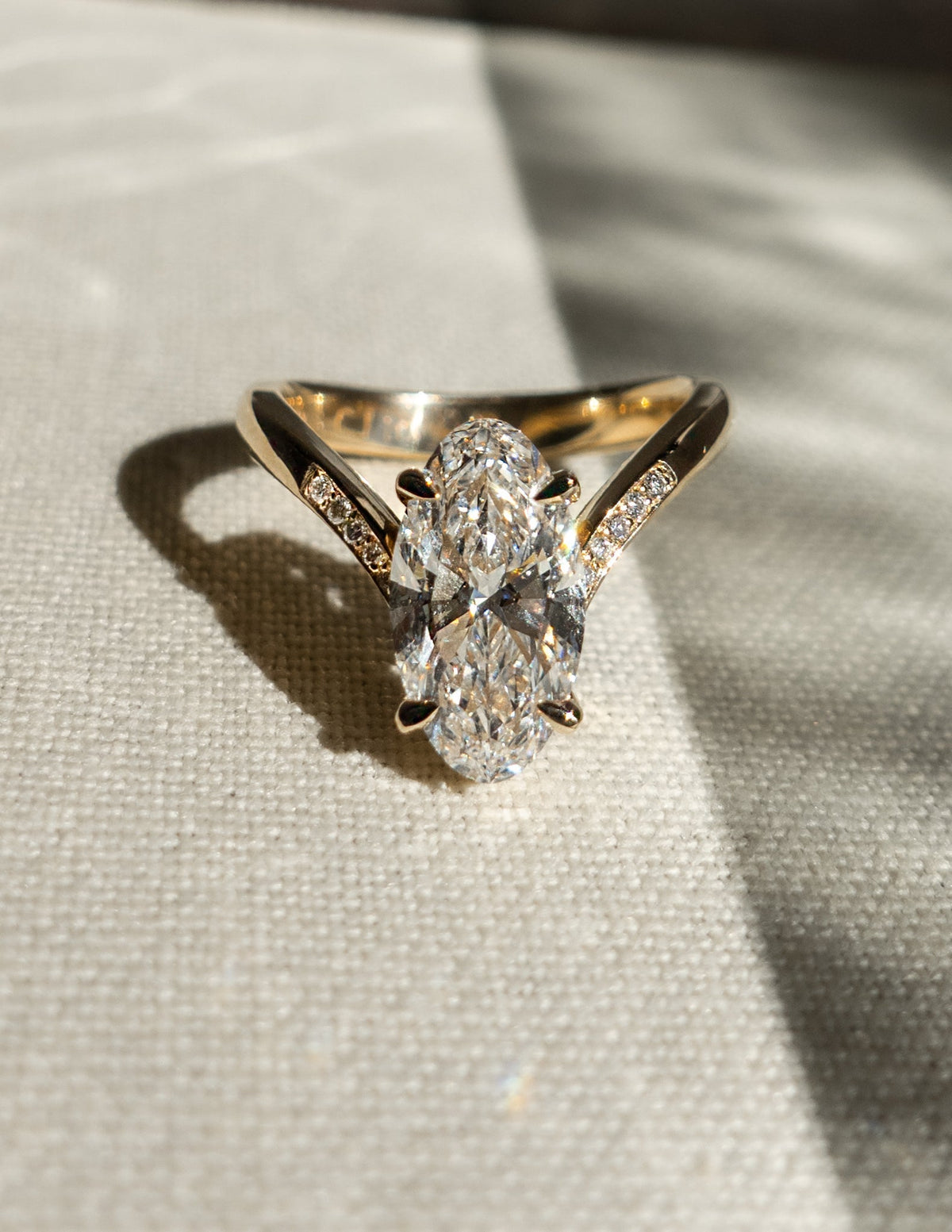 1.0 - 3.0 CT Moval Shaped Lab Grown Diamond Pave Style Engagement Ring