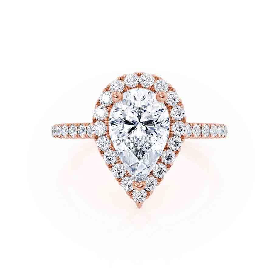 0.94 CT Pear Shaped Moissanite Halo Style Engagement Ring