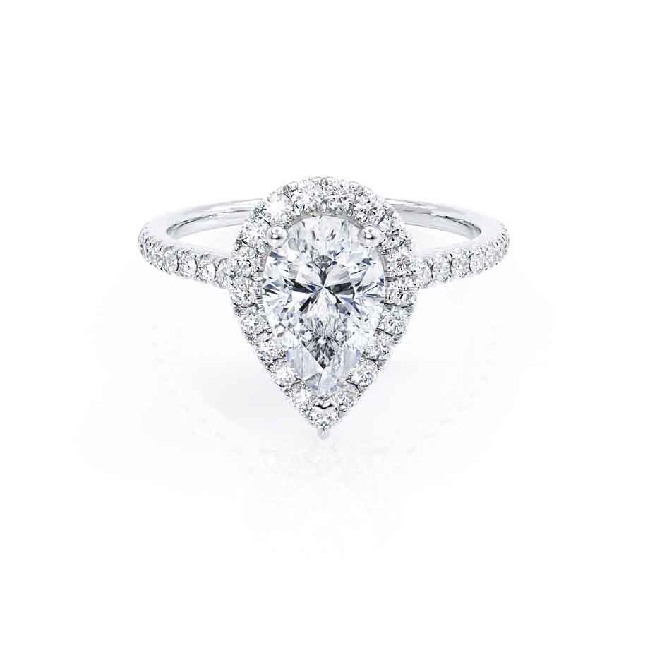 0.94 CT Pear Shaped Moissanite Halo Engagement Ring