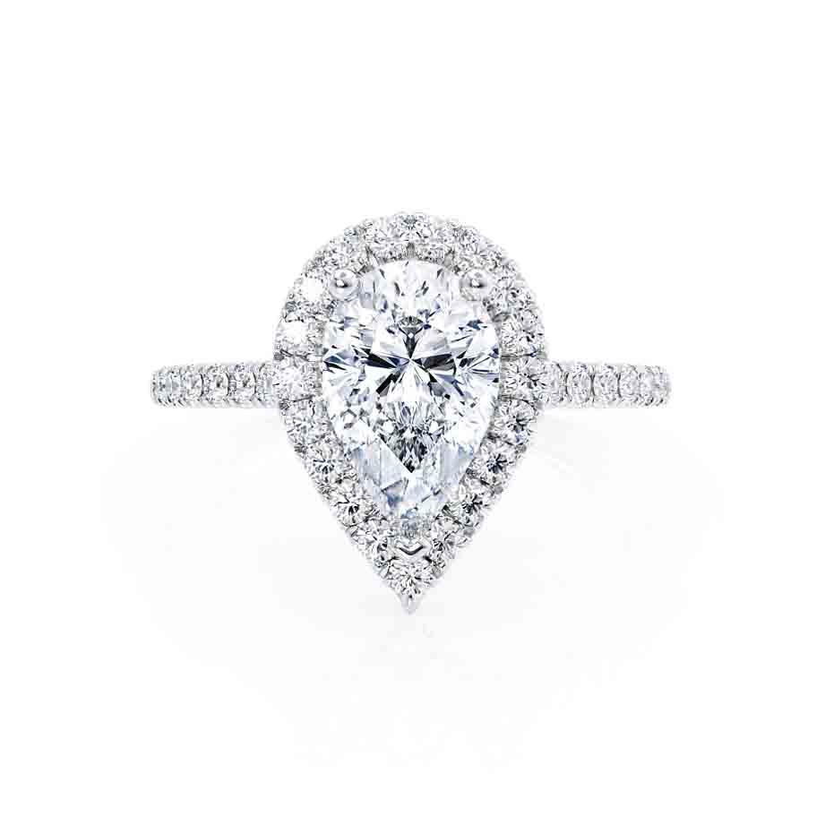 0.94 CT Pear Shaped Moissanite Halo Style Engagement Ring