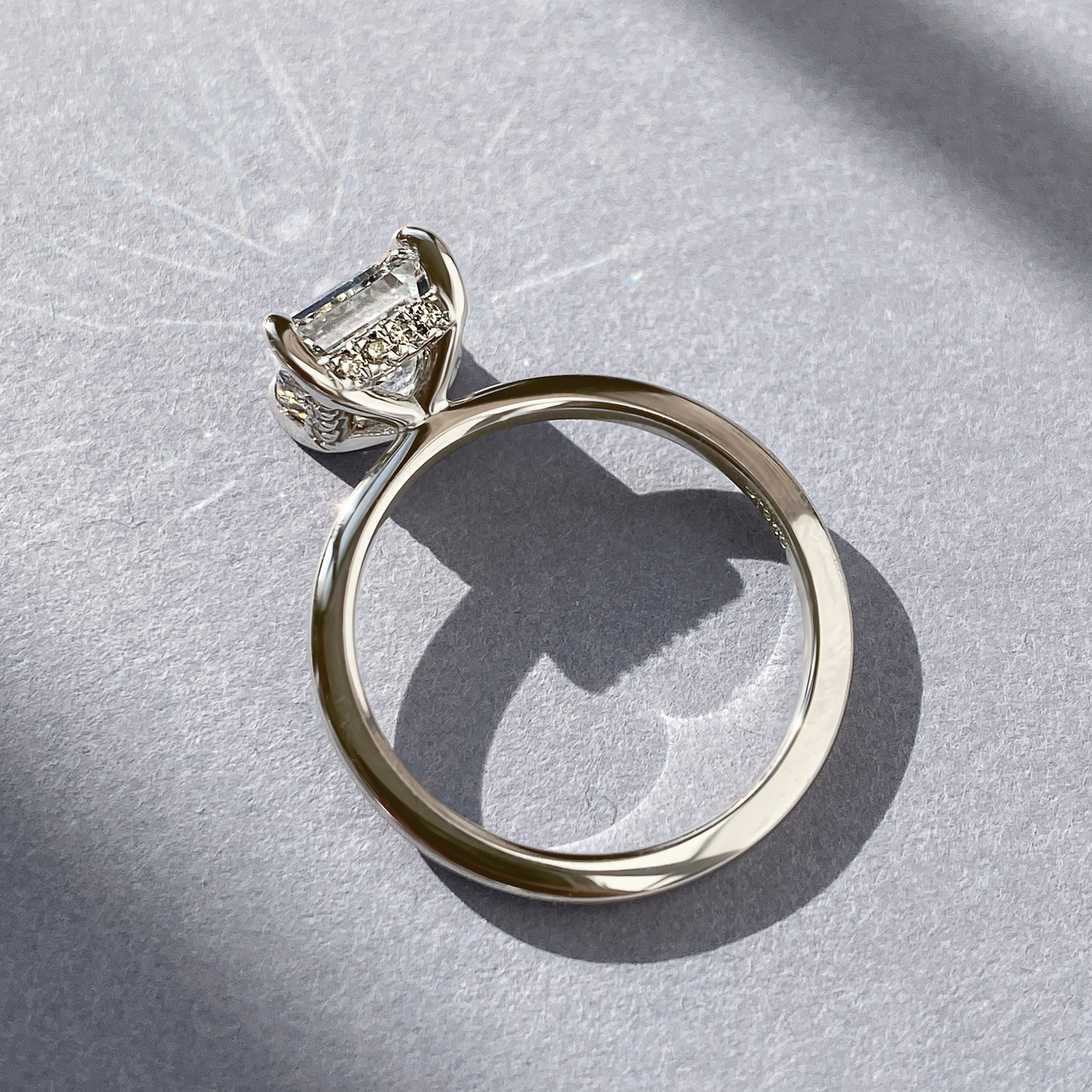 Cushion Hidden Halo Lab Grown Diamond Engagement Ring