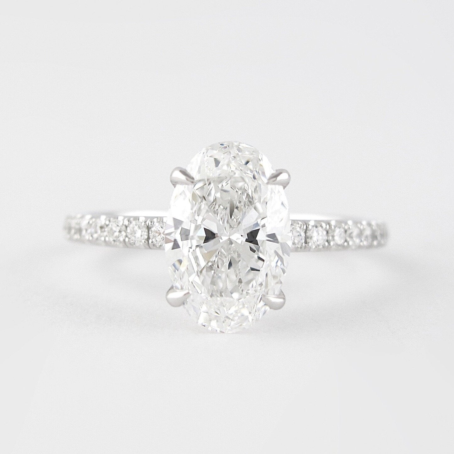 1.91 CT Oval Cut Pave Setting Moissanite Engagement Ring