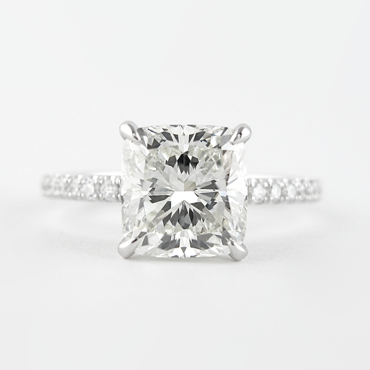 1.80 CT Cushion Hidden Halo & Pave Moissanite Engagement Ring