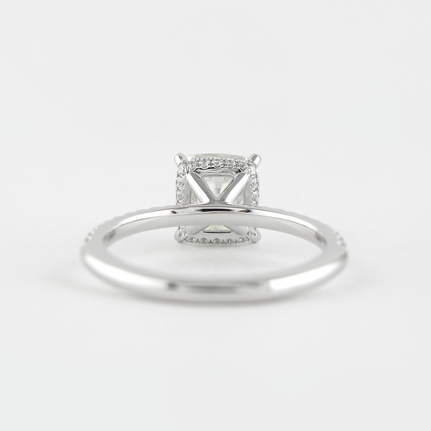 1.80 CT Cushion Hidden Halo & Pave Moissanite Engagement Ring
