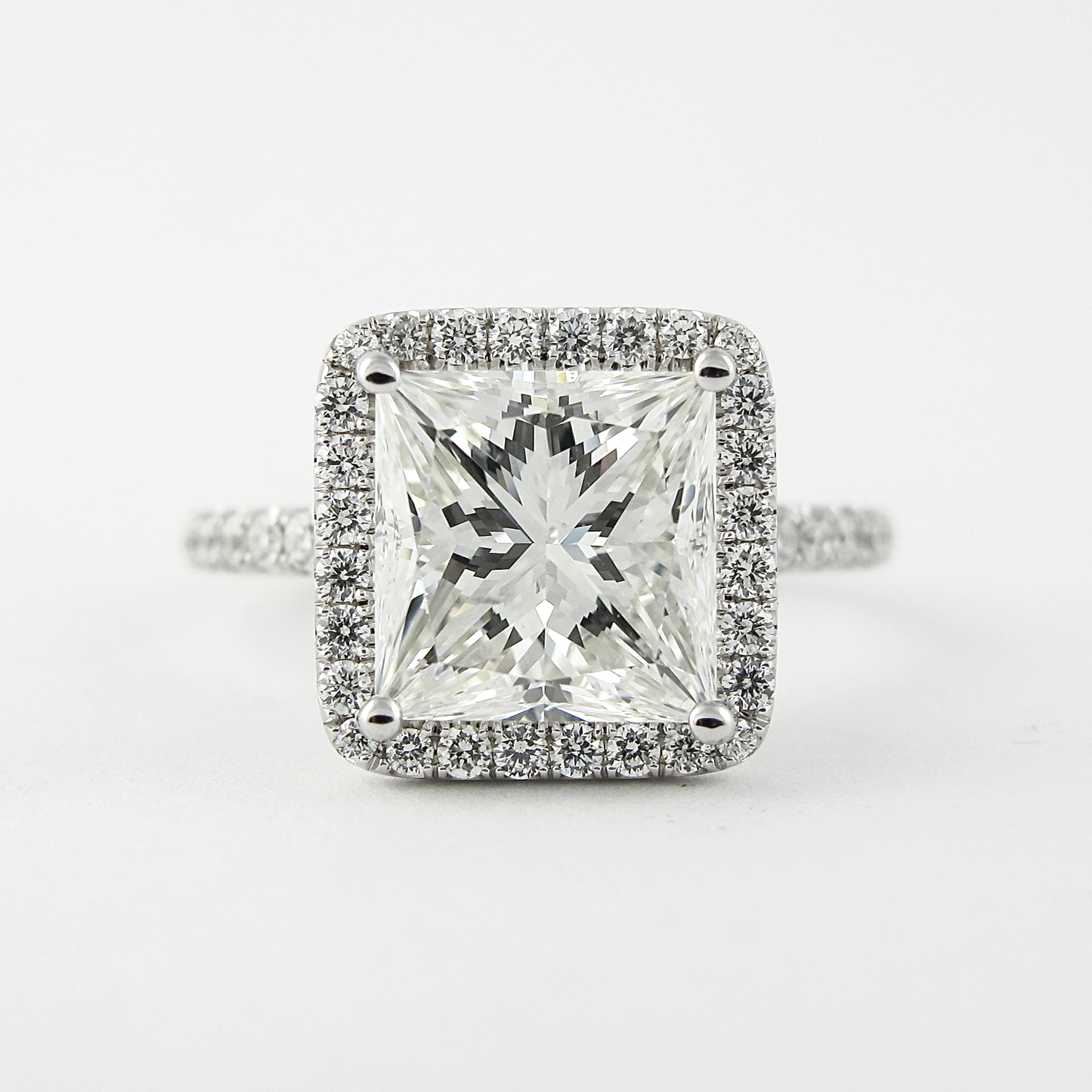 2.0 CT Princess Cut Halo Style Moissanite Engagement Ring
